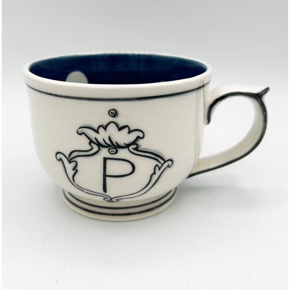 Anthropologie Molly Hatch Stoneware Monogram ‘P’ Coffee Tea Mug Cup